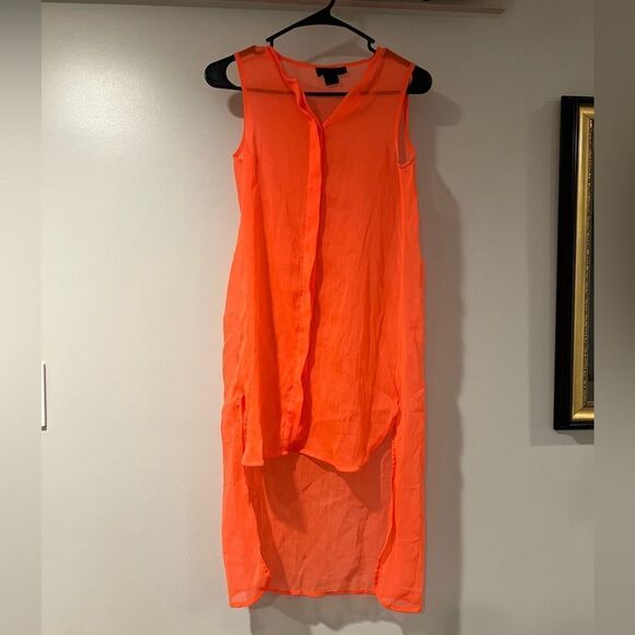 Steve madden Orange button down tank - see through - Picture 1 of 4